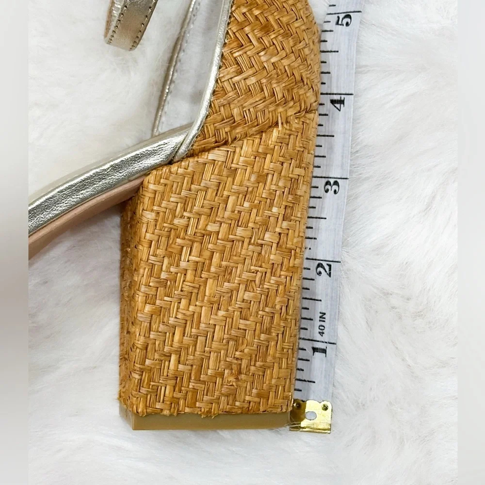 Lilly Pulitzer Amber Lynn Straw Sandal Heels Ankle Strap size 9.5 - Picture 11 of 11